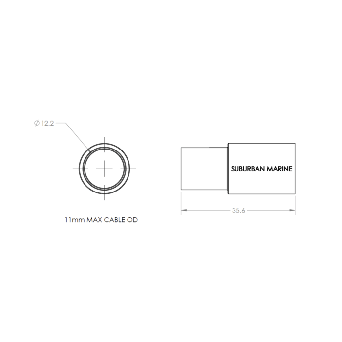 Inline Backshell Large Cable Stainless Steel